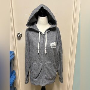 ROOTS SALT&PEPPER ZIP FRONT HOODED SWEATER